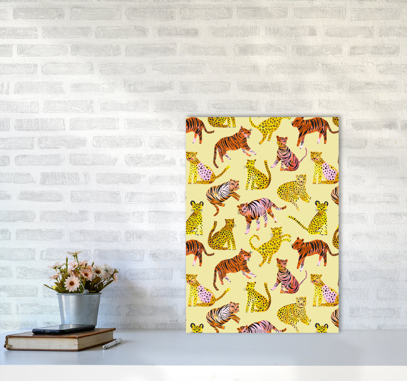 Tigers and Leopards Savannah Abstract Art Print by Ninola Design A2 Black Frame