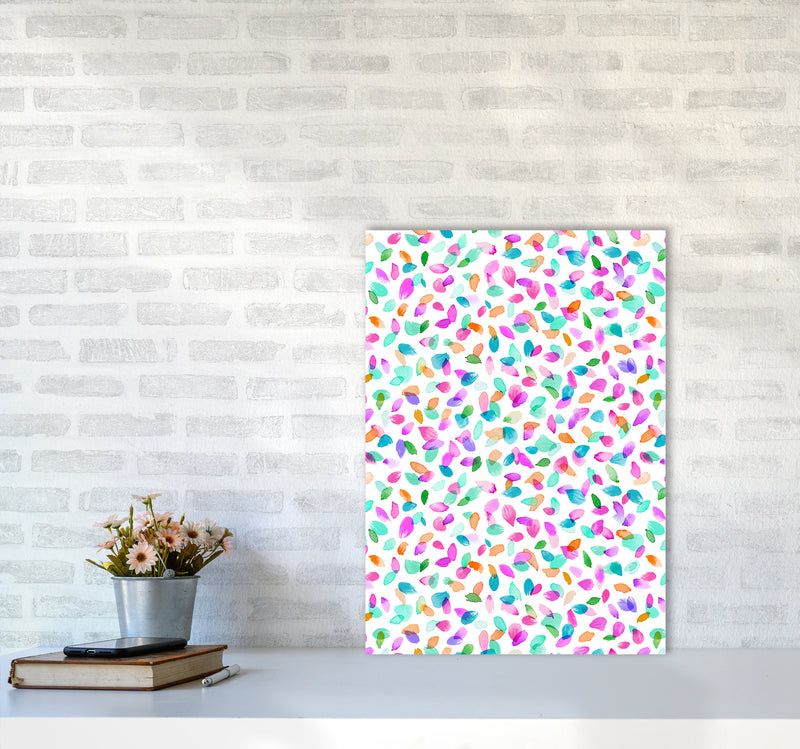 Minimal Flower Petals Pink Abstract Art Print by Ninola Design A2 Black Frame