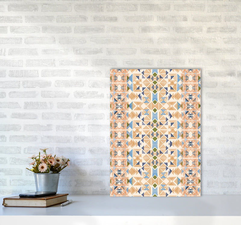 Boho Nomadic Tribal Orange Abstract Art Print by Ninola Design A2 Black Frame