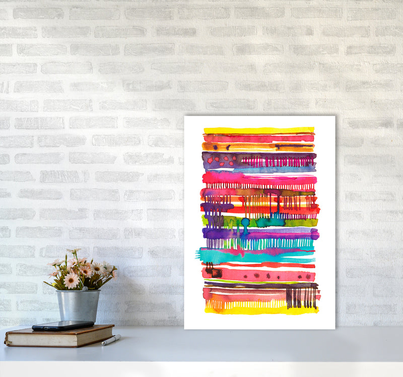 Irregular Watercolor Lines Abstract Art Print by Ninola Design A2 Black Frame