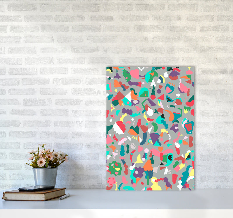 Dreamy Animal Shapes Gray Abstract Art Print by Ninola Design A2 Black Frame