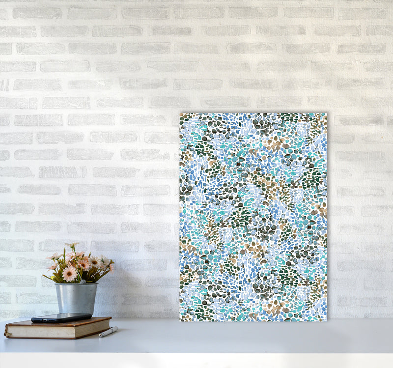 Speckled Watercolor Blue Abstract Art Print by Ninola Design A2 Black Frame