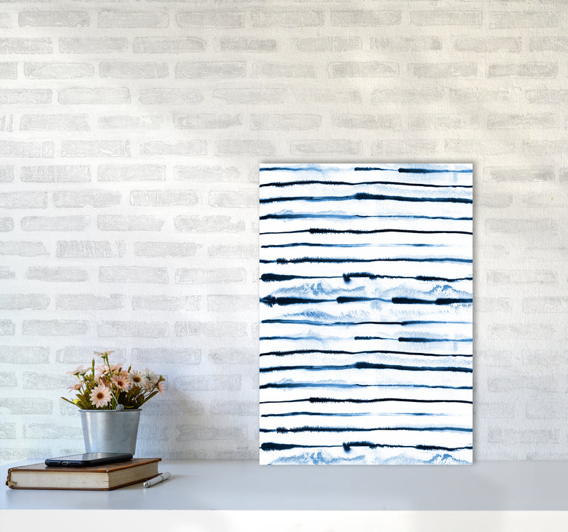 Electric Ink Lines White Abstract Art Print by Ninola Design A2 Black Frame