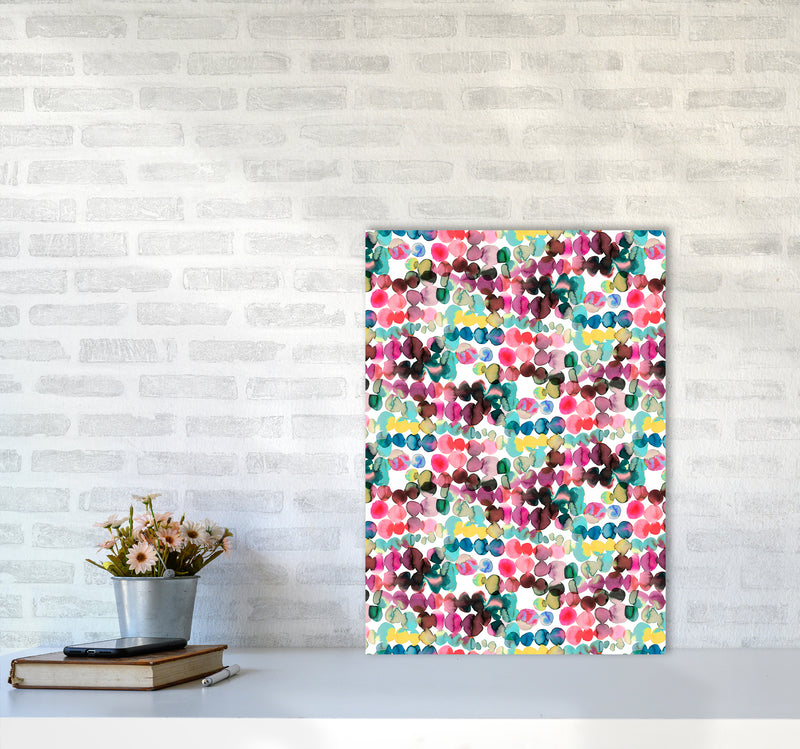 Ink Bleeding Dots Pink Abstract Art Print by Ninola Design A2 Black Frame