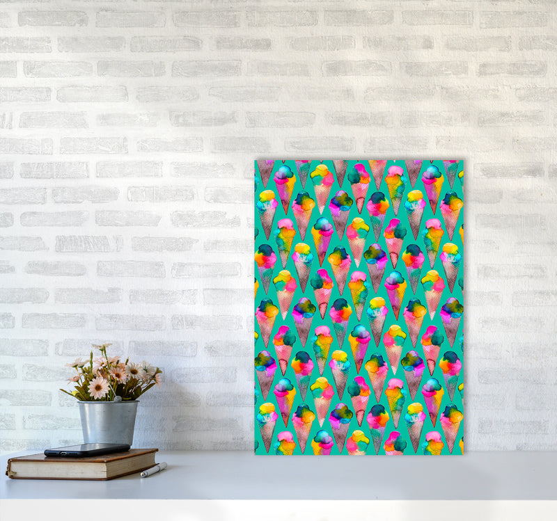 Cute Ice Creams Kids Abstract Art Print by Ninola Design A2 Black Frame