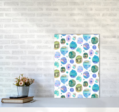 Big Watery Dots Blue Abstract Art Print by Ninola Design A2 Black Frame