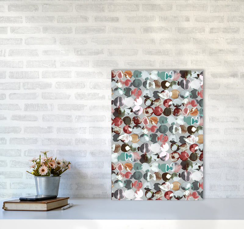 Ink Dots Gray Green Abstract Art Print by Ninola Design A2 Black Frame