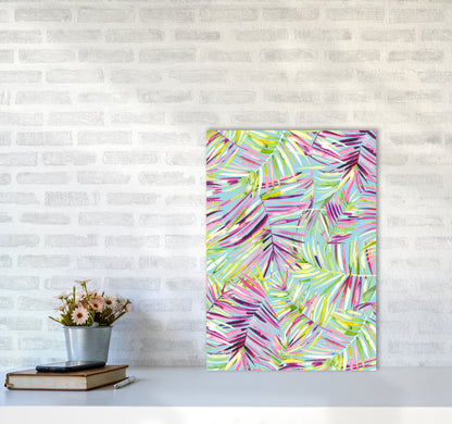 Tropical Palms Blue Abstract Art Print by Ninola Design A2 Black Frame