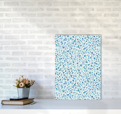 Cosmic Bubbles Blue Abstract Art Print by Ninola Design A2 Black Frame