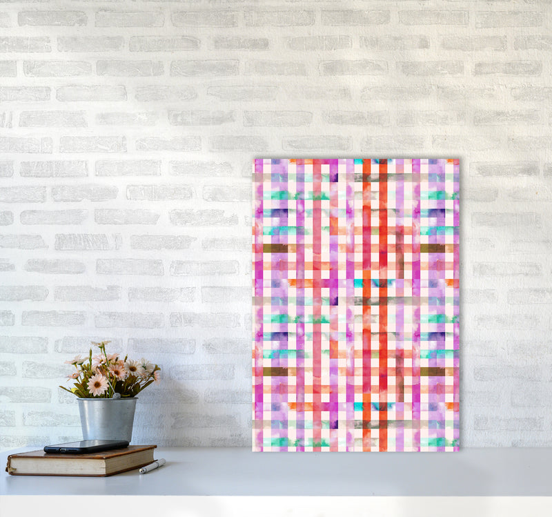 Gingham Vichy Pink Abstract Art Print by Ninola Design A2 Black Frame