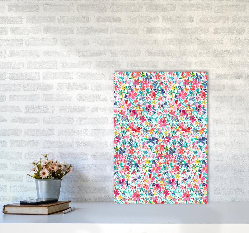 Colorful Petals Abstract Art Print by Ninola Design A2 Black Frame