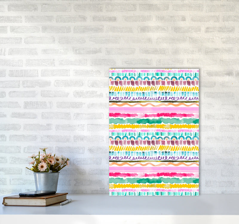 Garlands Tribal Abstract Art Print by Ninola Design A2 Black Frame