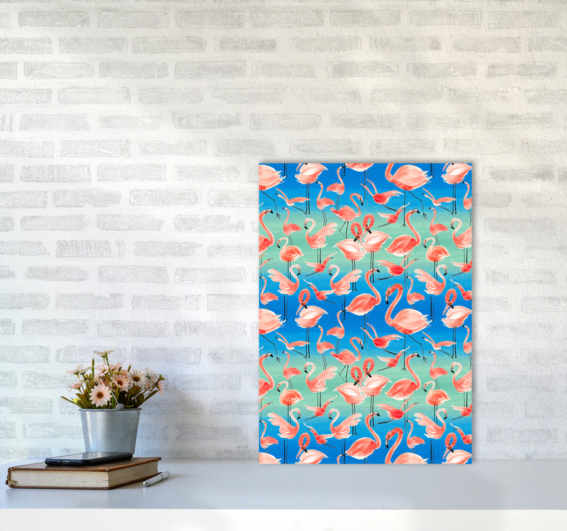 Flamingo Pink Abstract Art Print by Ninola Design A2 Black Frame