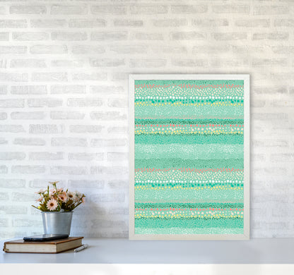 Little Textured Minimal Dots Green Abstract Art Print by Ninola Design A2 Oak Frame