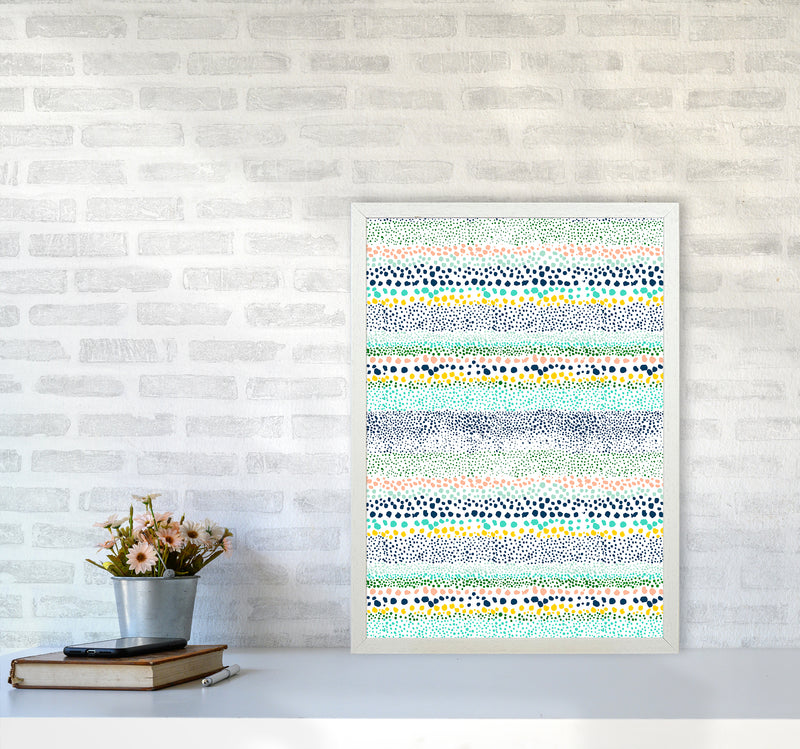 Little Textured Minimal Dots White Abstract Art Print by Ninola Design A2 Oak Frame