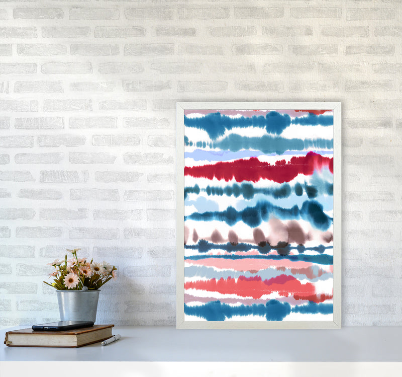 Soft Nautical Watercolor Lines Abstract Art Print by Ninola Design A2 Oak Frame