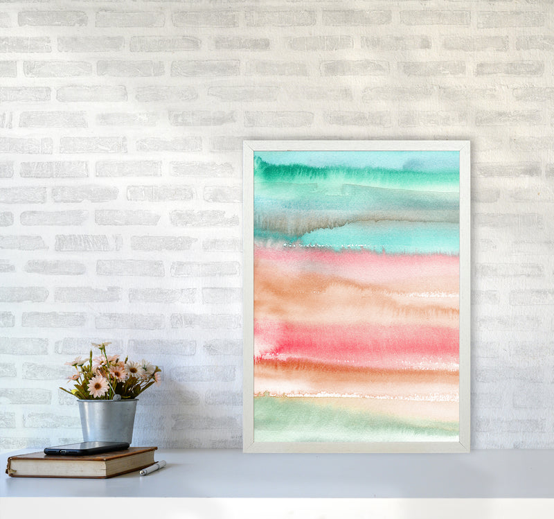 Gradient Watercolor Melon Abstract Art Print by Ninola Design A2 Oak Frame