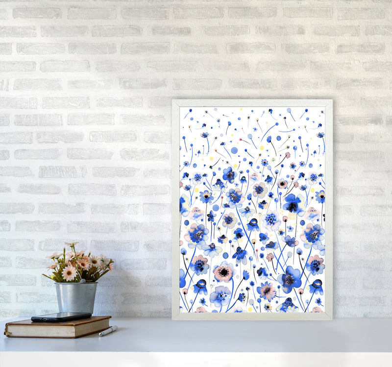 Ink Flowers Degraded Abstract Art Print by Ninola Design A2 Oak Frame