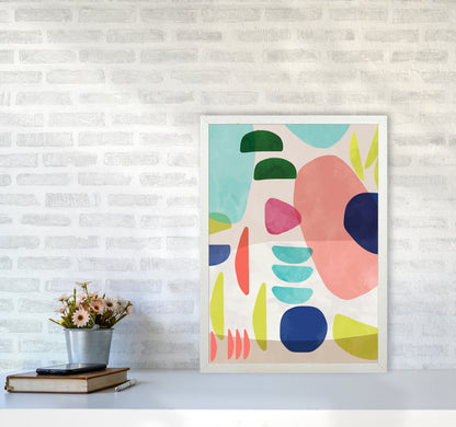 Organic Bold Shapes Abstract Art Print by Ninola Design A2 Oak Frame