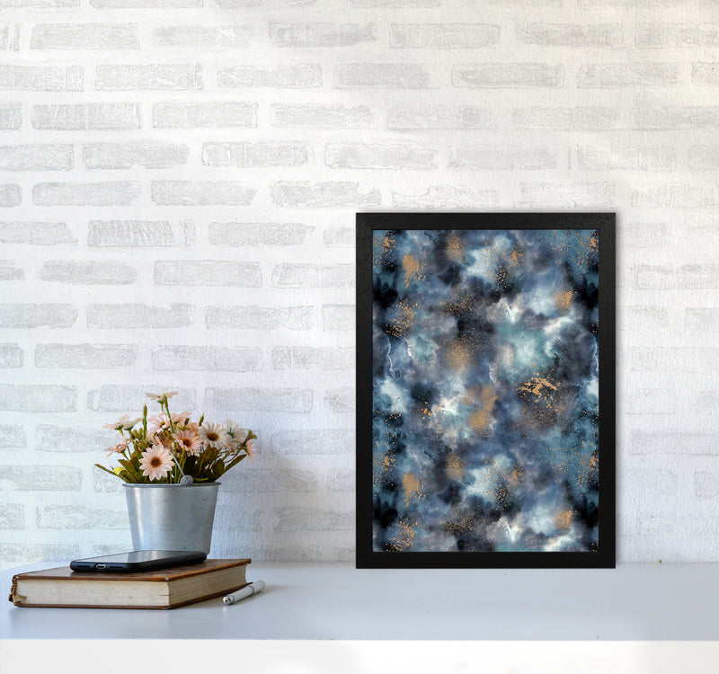 Smoky Marble Watercolor Dark Abstract Art Print by Ninola Design A3 White Frame