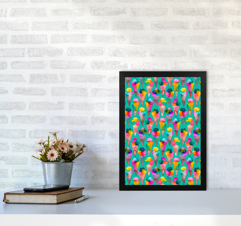 Cute Ice Creams Kids Abstract Art Print by Ninola Design A3 White Frame