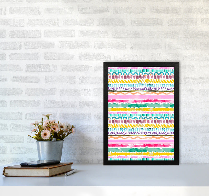 Garlands Tribal Abstract Art Print by Ninola Design A3 White Frame