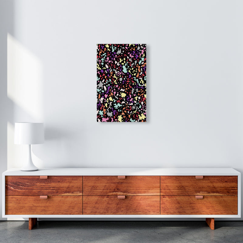 Splatter Dots Multicolored Black Abstract Art Print by Ninola Design A3 Canvas