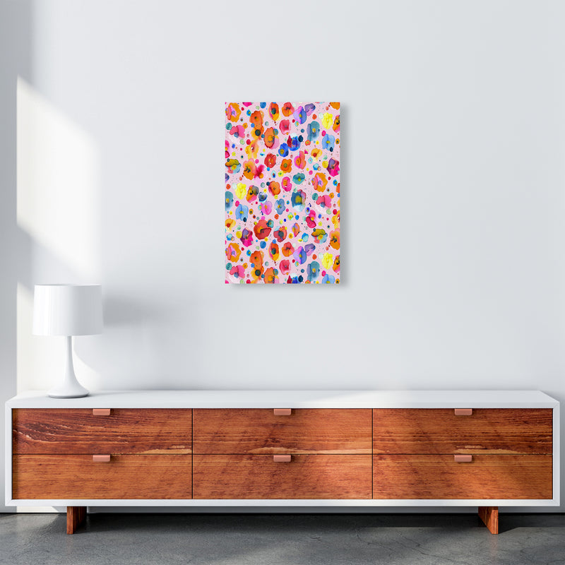 Bohemian Naive Flowers Pink Abstract Art Print by Ninola Design A3 Canvas