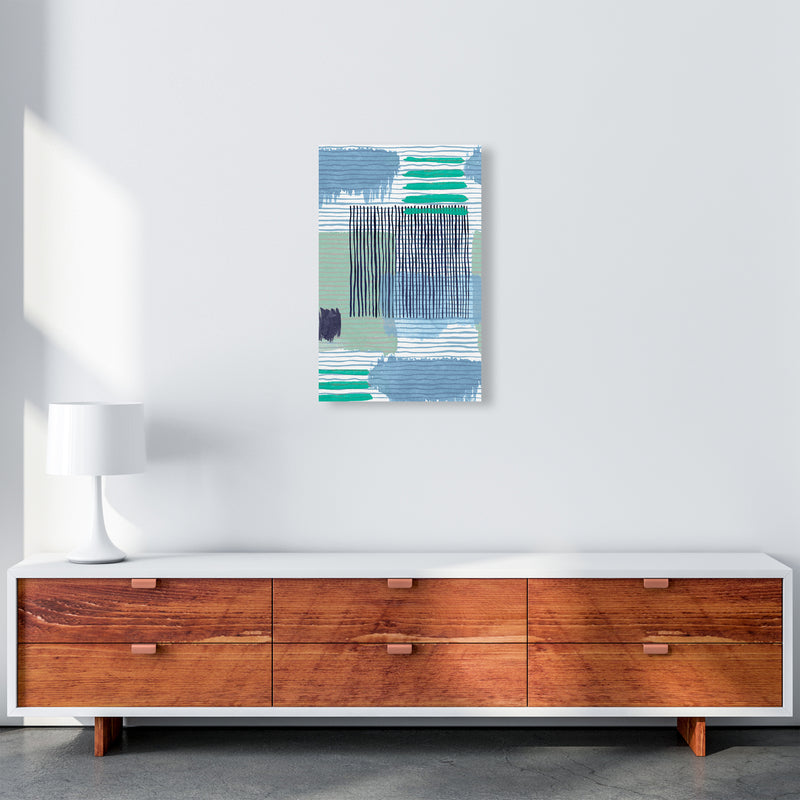 Abstract Striped Geo Green Abstract Art Print by Ninola Design A3 Canvas