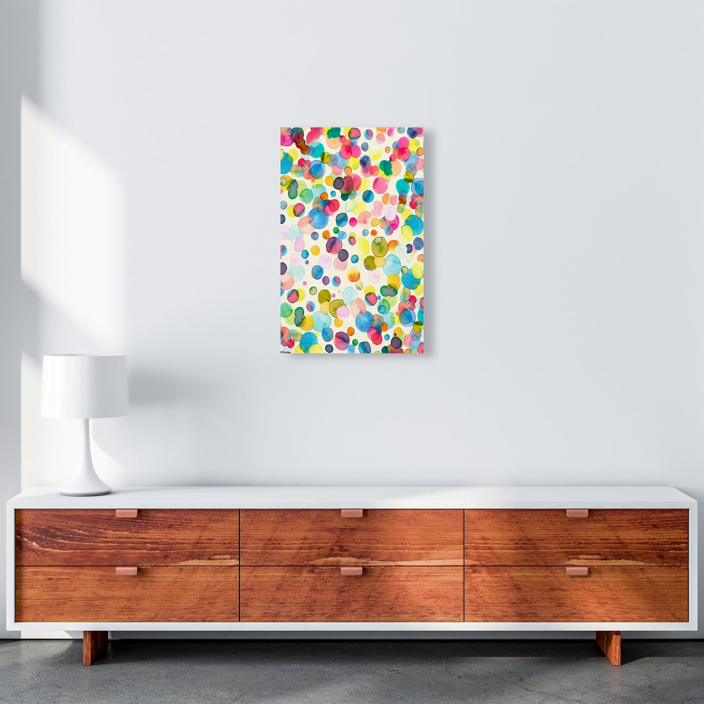 Watercolor Colorful Drops Abstract Art Print by Ninola Design A3 Canvas
