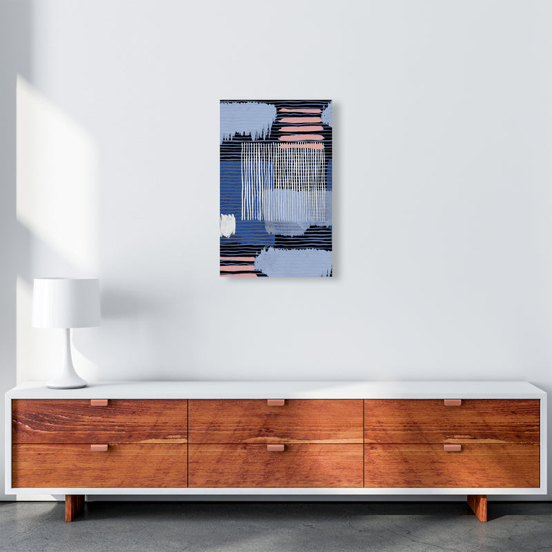 Abstract Striped Geo Blue Abstract Art Print by Ninola Design A3 Canvas