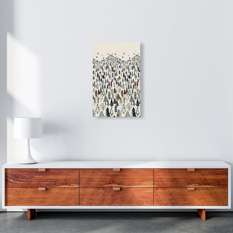 Trees Forest Night Purple Abstract Art Print by Ninola Design A3 Canvas