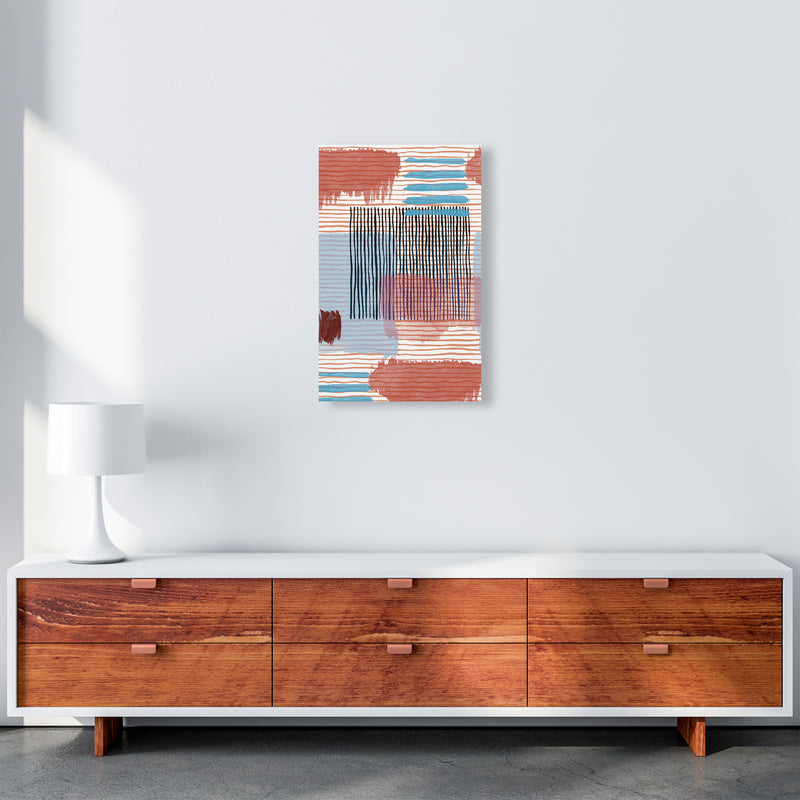 Abstract Striped Geo Red Abstract Art Print by Ninola Design A3 Canvas