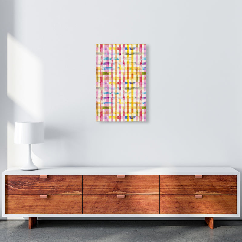 Gingham Vichy Yellow Abstract Art Print by Ninola Design A3 Canvas