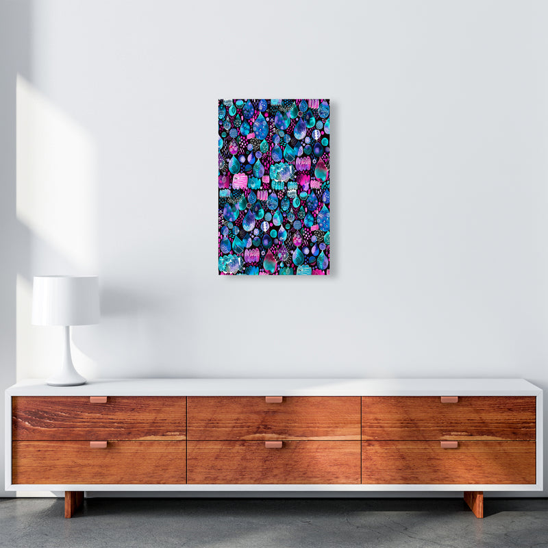 Rain Stitches Neon Abstract Art Print by Ninola Design A3 Canvas