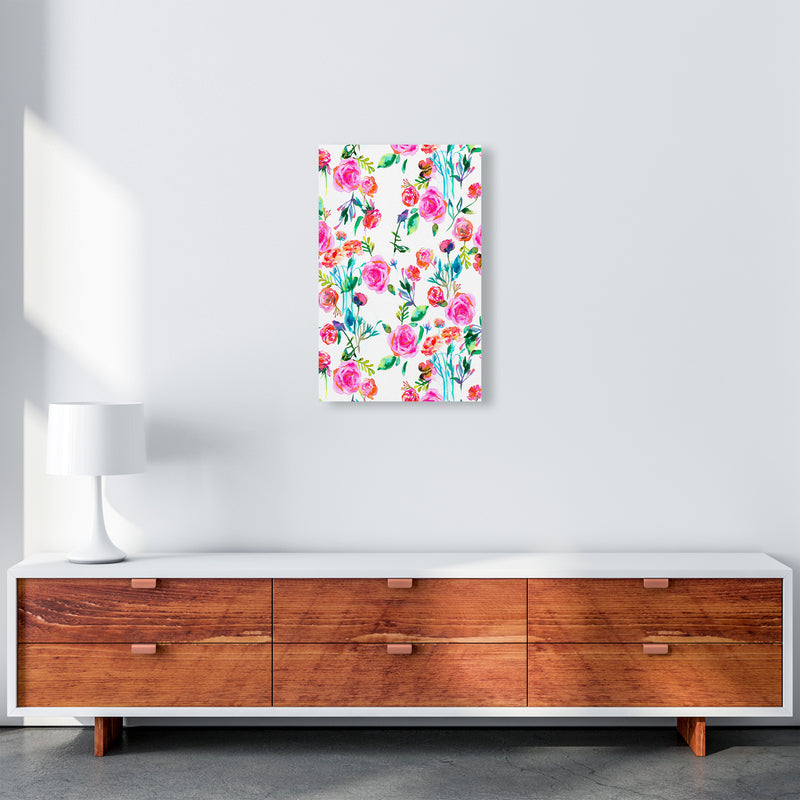 Roses Bouquet Pink Abstract Art Print by Ninola Design A3 Canvas