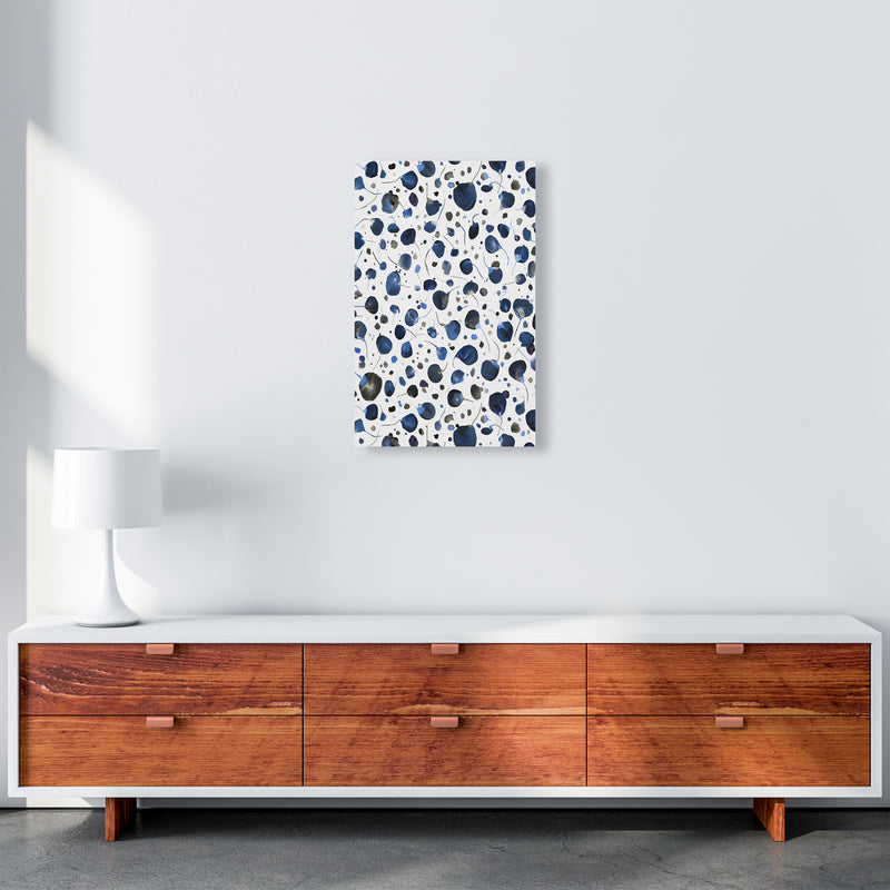Flying Seeds Blue Abstract Art Print by Ninola Design A3 Canvas