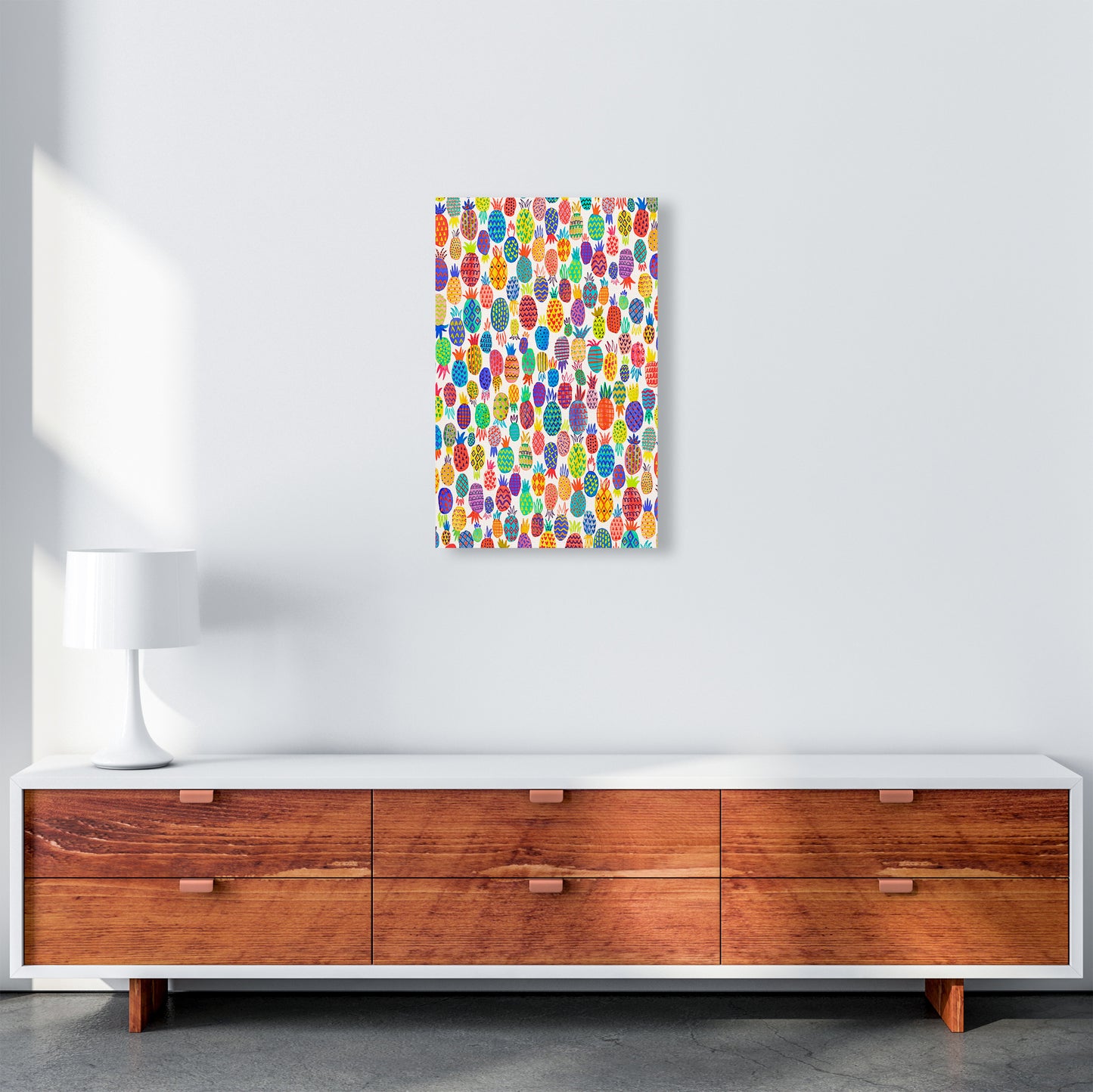 Cute Pineapples Abstract Art Print by Ninola Design A3 Canvas