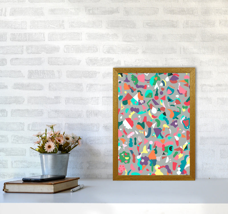 Dreamy Animal Shapes Gray Abstract Art Print by Ninola Design A3 Print Only