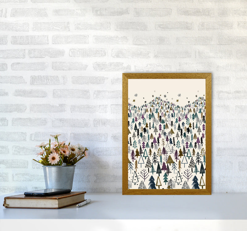 Trees Forest Night Purple Abstract Art Print by Ninola Design A3 Print Only