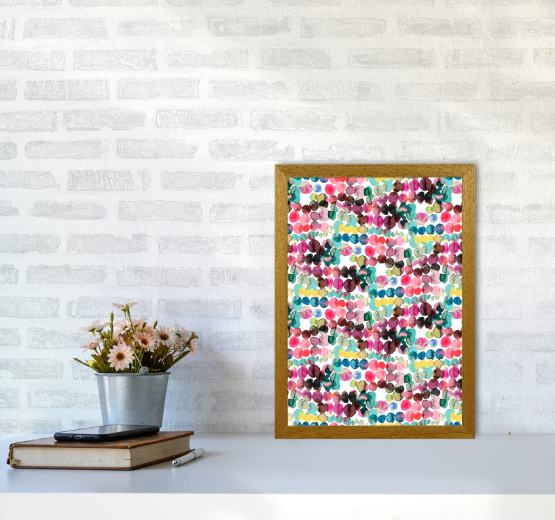 Ink Bleeding Dots Pink Abstract Art Print by Ninola Design A3 Print Only