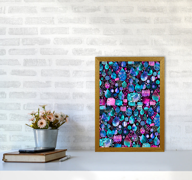 Rain Stitches Neon Abstract Art Print by Ninola Design A3 Print Only