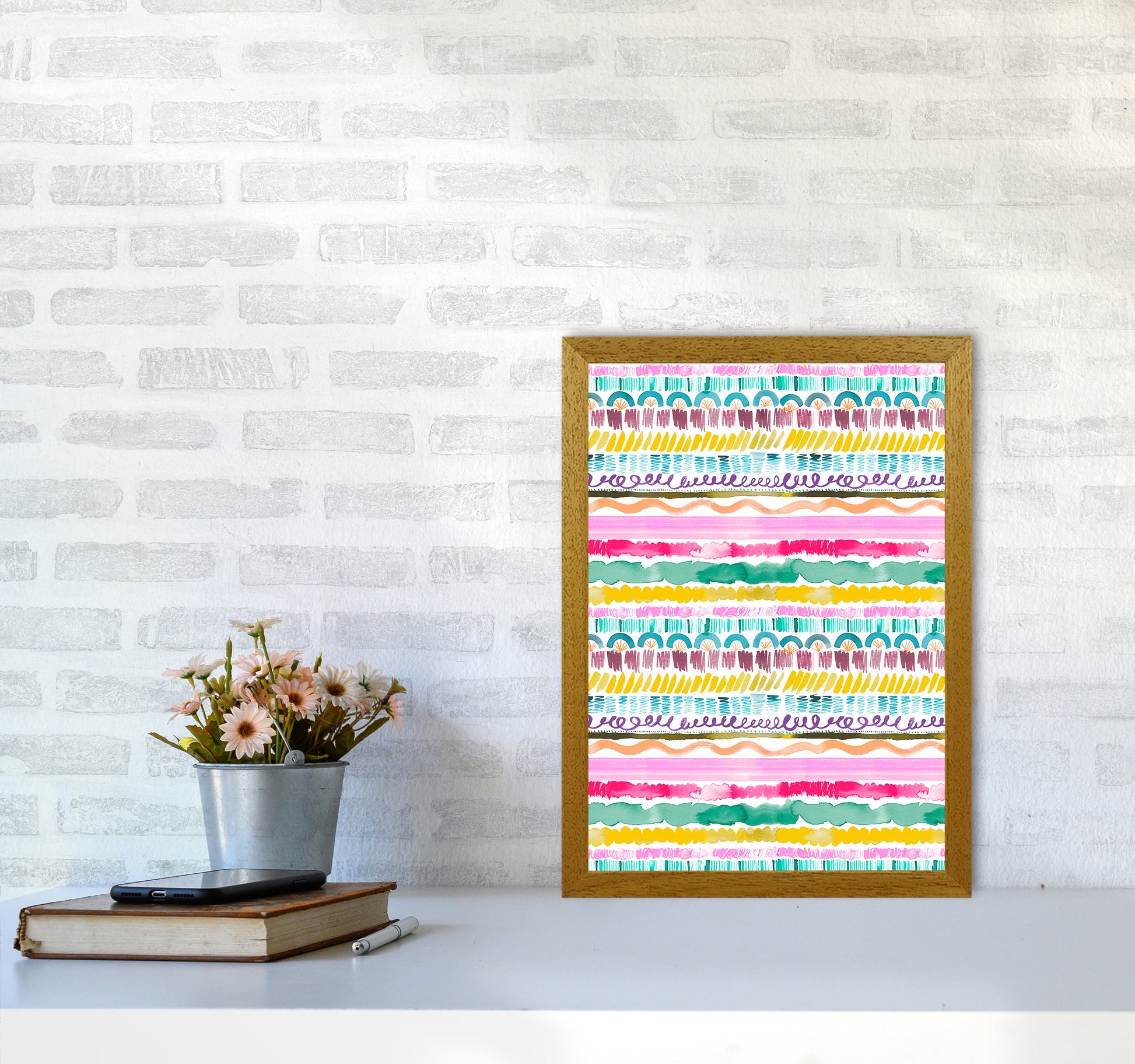 Garlands Tribal Abstract Art Print by Ninola Design A3 Print Only