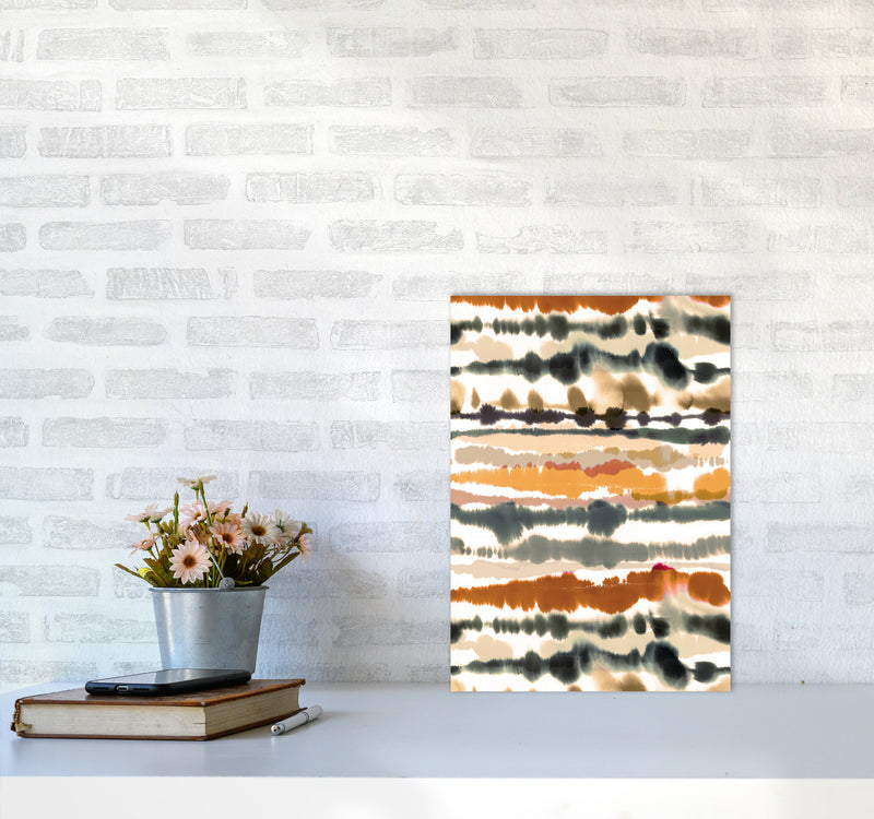 Soft Nautical Watercolor Lines Brown Abstract Art Print by Ninola Design A3 Black Frame