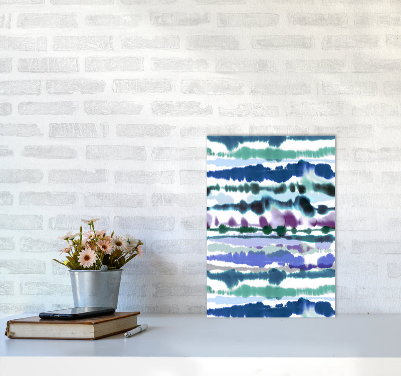 Soft Nautical Watercolor Lines blue Abstract Art Print by Ninola Design A3 Black Frame
