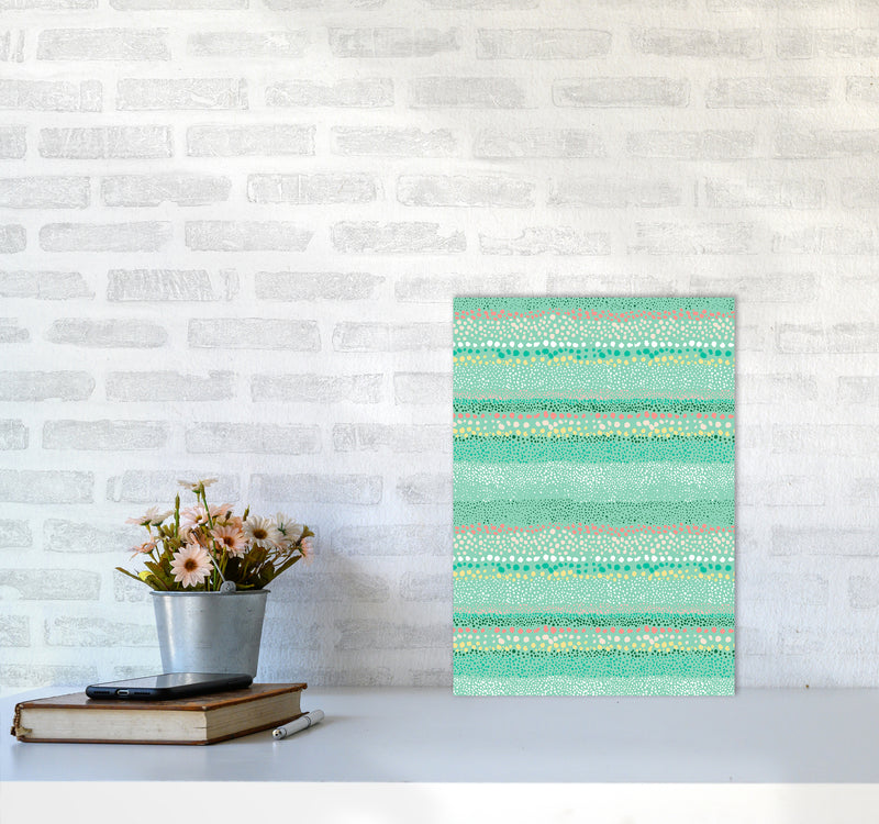 Little Textured Minimal Dots Green Abstract Art Print by Ninola Design A3 Black Frame