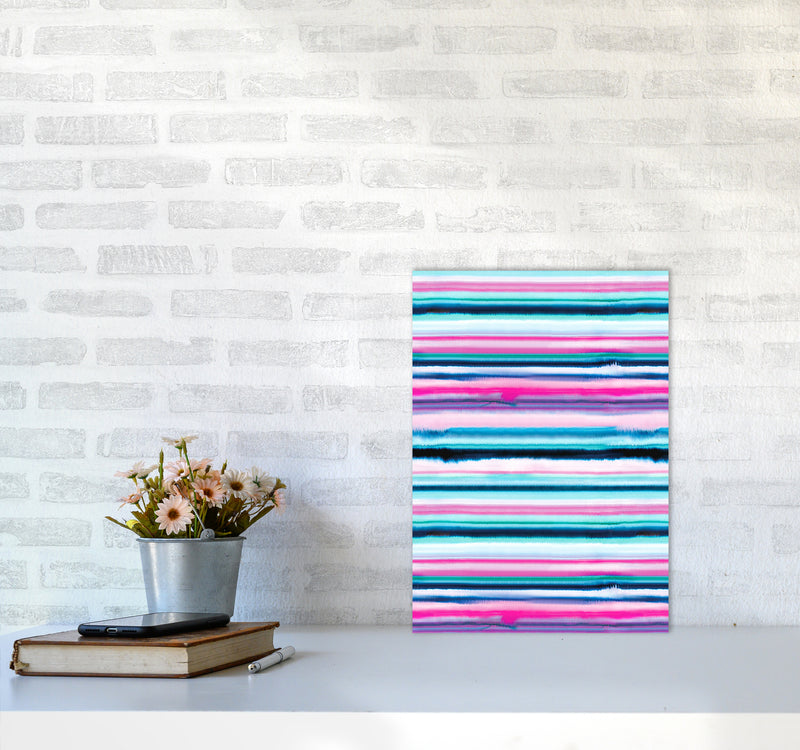 Degrade Stripes Watercolor Pink Abstract Art Print by Ninola Design A3 Black Frame