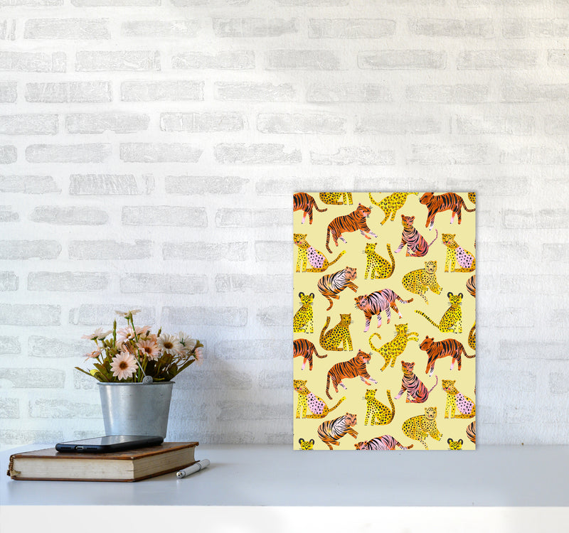 Tigers and Leopards Savannah Abstract Art Print by Ninola Design A3 Black Frame