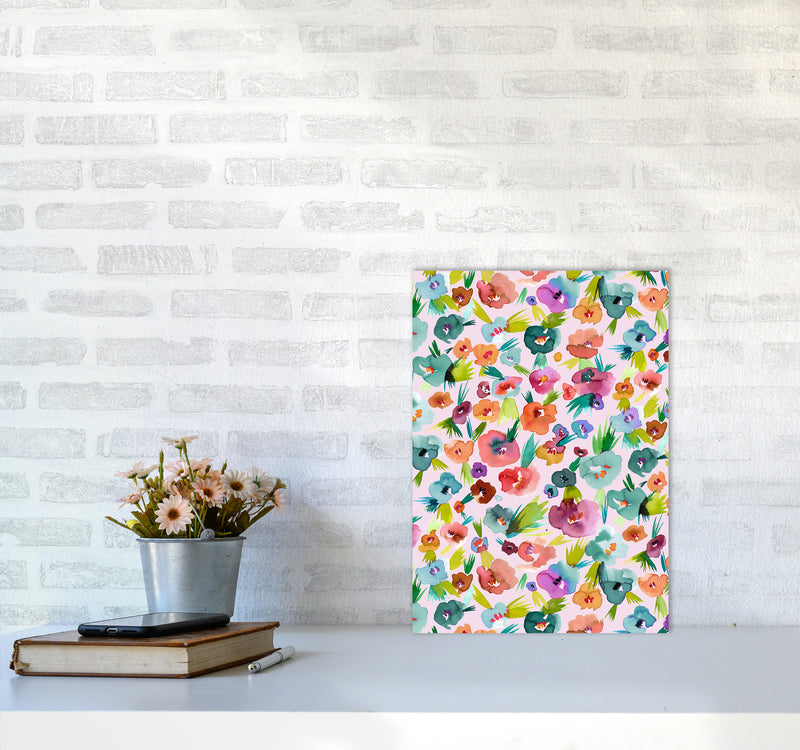 Tropical Watercolor Flowers Abstract Art Print by Ninola Design A3 Black Frame