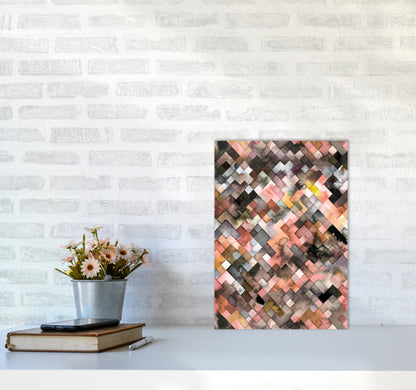 Moody Geometry Rustic Brown Abstract Art Print by Ninola Design A3 Black Frame